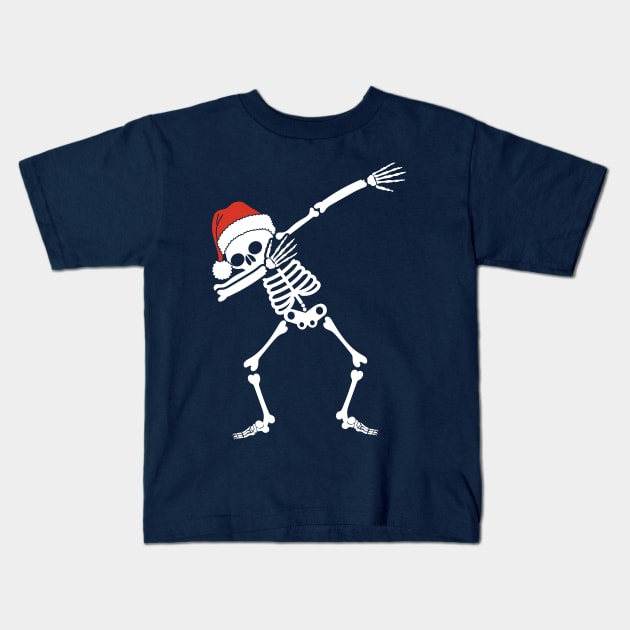 Dabbing Skeleton With Santa Hat Kids T-Shirt by Hobbybox